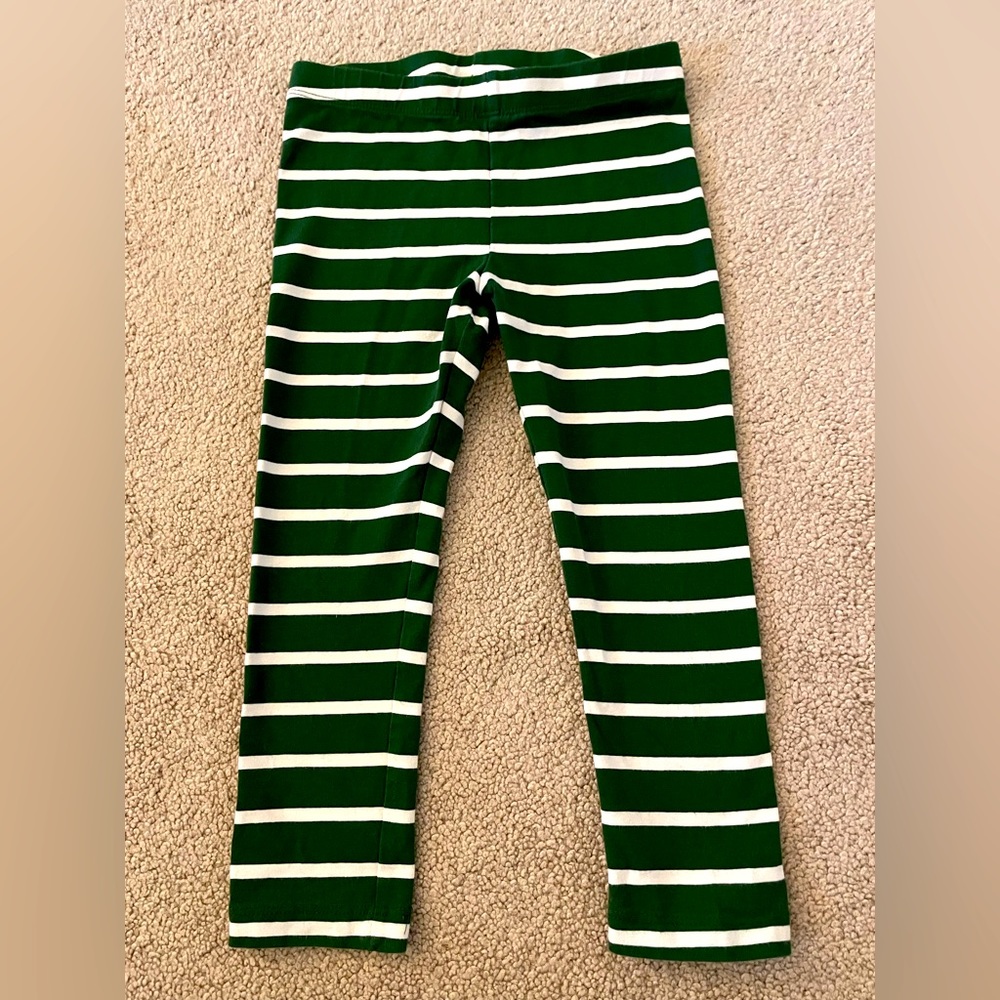 Primary.com The Legging. 3T Hunter Green with off white stripes.